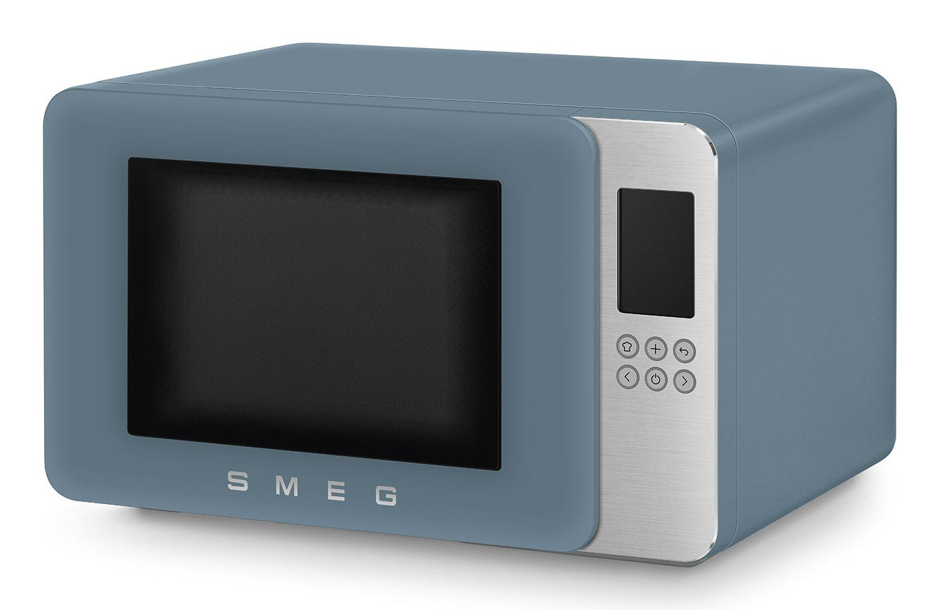 Microondas Smeg Con Grill Moc01sbmeu, 4 Fkt, 1900w, Azul Tormenta Mate