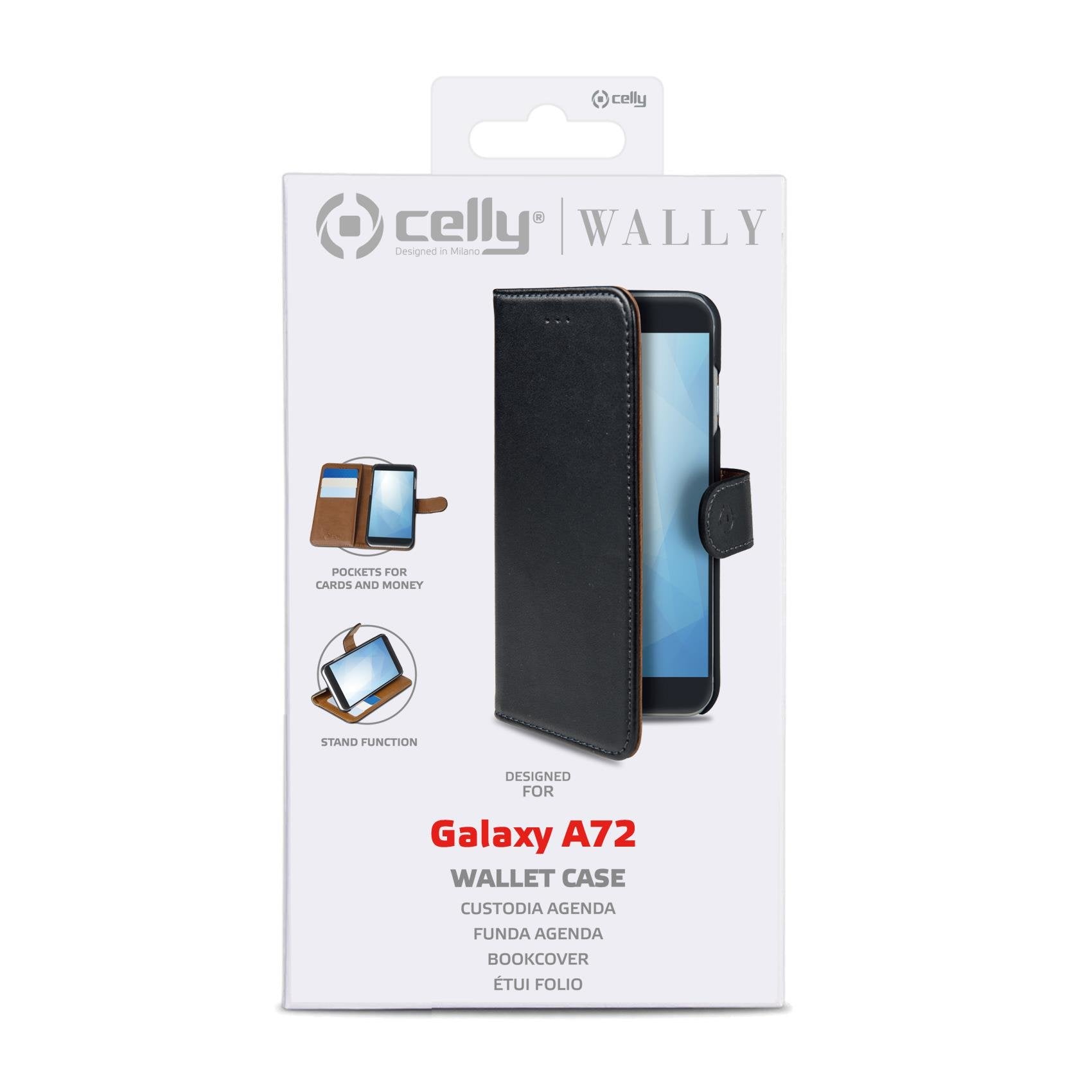 Case Celly Samsung A72 Wallet Case Black Wally949