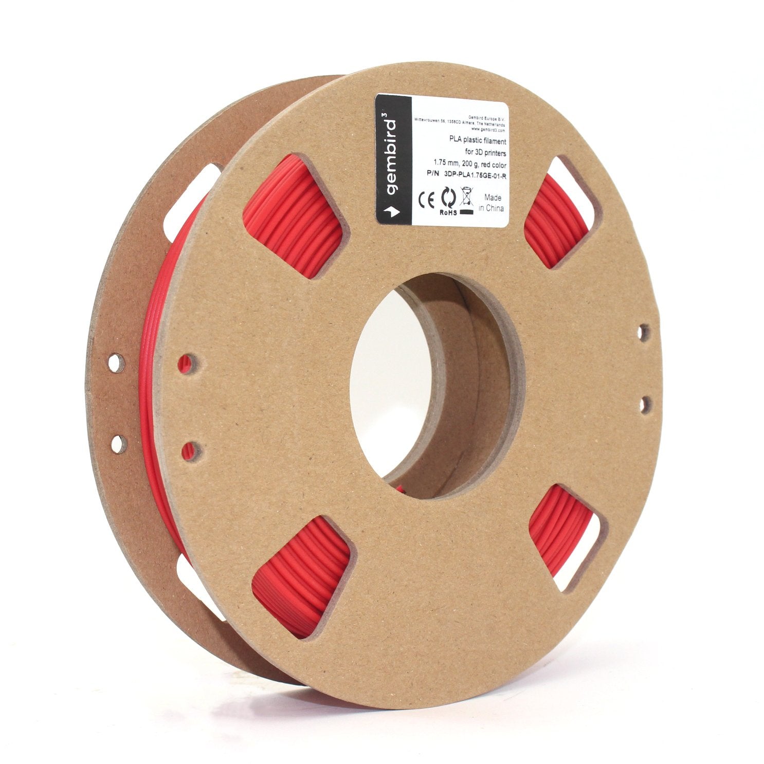 Gembird3 Filament Pla Red 1.75 Mm 200g Gemma Printer 3dp-Pla1.75ge-01-R