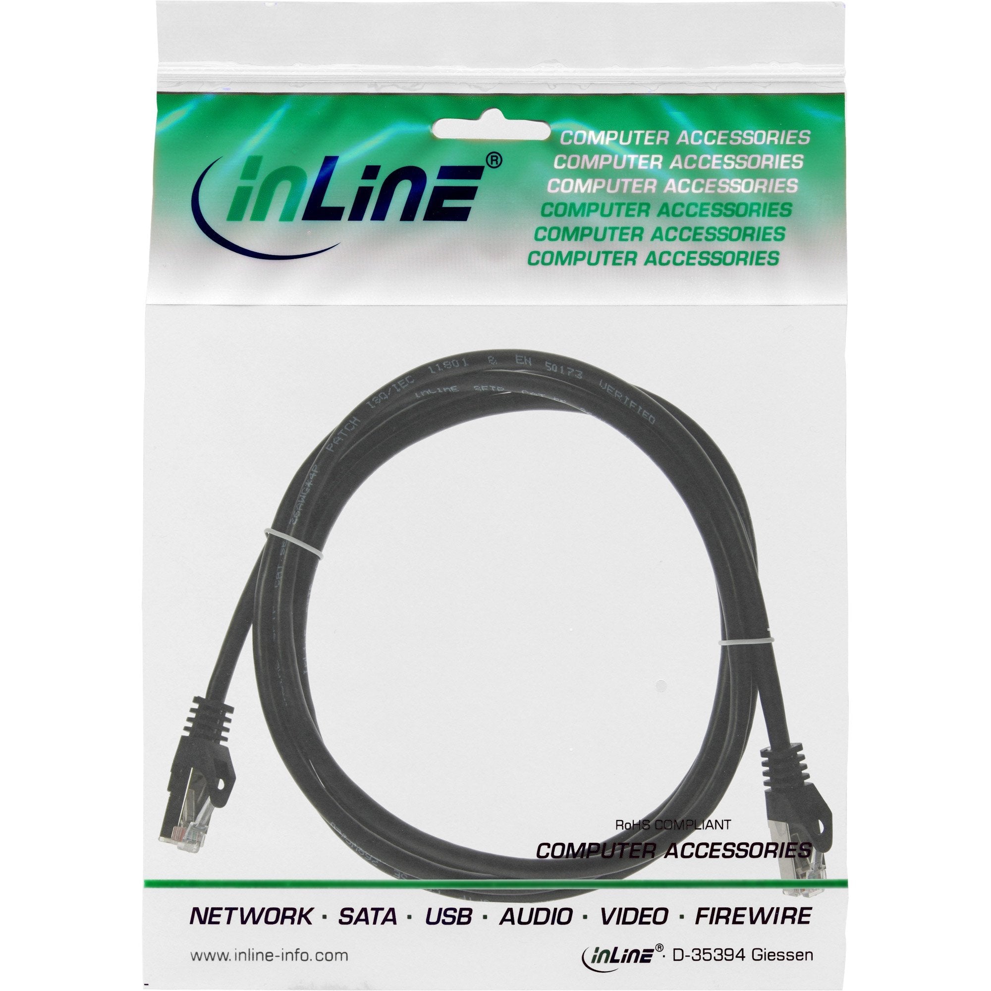 Cable De Red Inline Sf/Utp Cat.5e Negro 1m