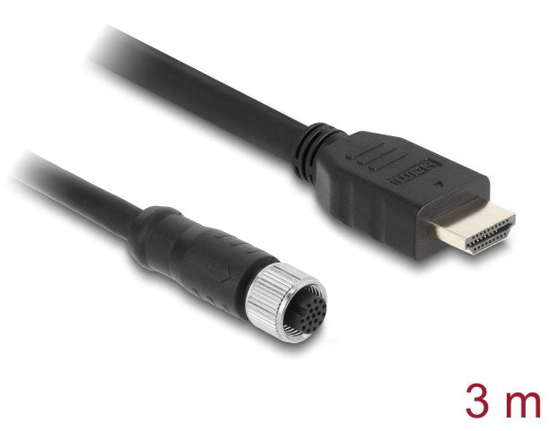 EAN 4043619812196 - DeLOCK 81219 cable para sensor y actuador 3 m M12 HDMI Negro imagen 2