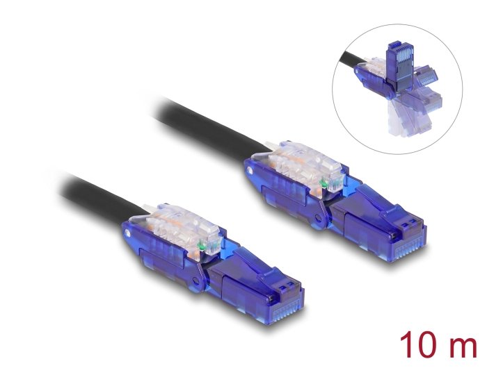 Delock Rj45 Netzwerkcable Cat.6 Utp Mit 180° Winkelbaren Steckern Schwarz 10 M