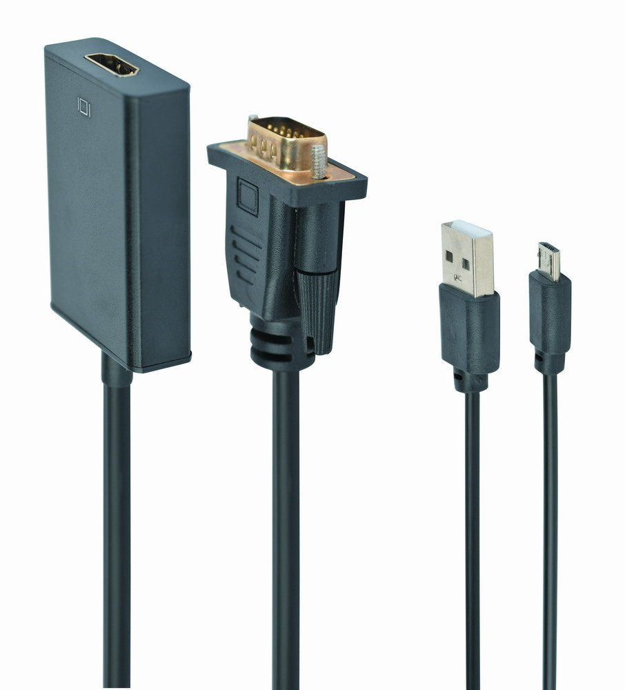 Gembird Adaptador Vga A Hdmi Con Audio Jack  3.5mm 0.15m Negro A-Vga-Hdmi-01