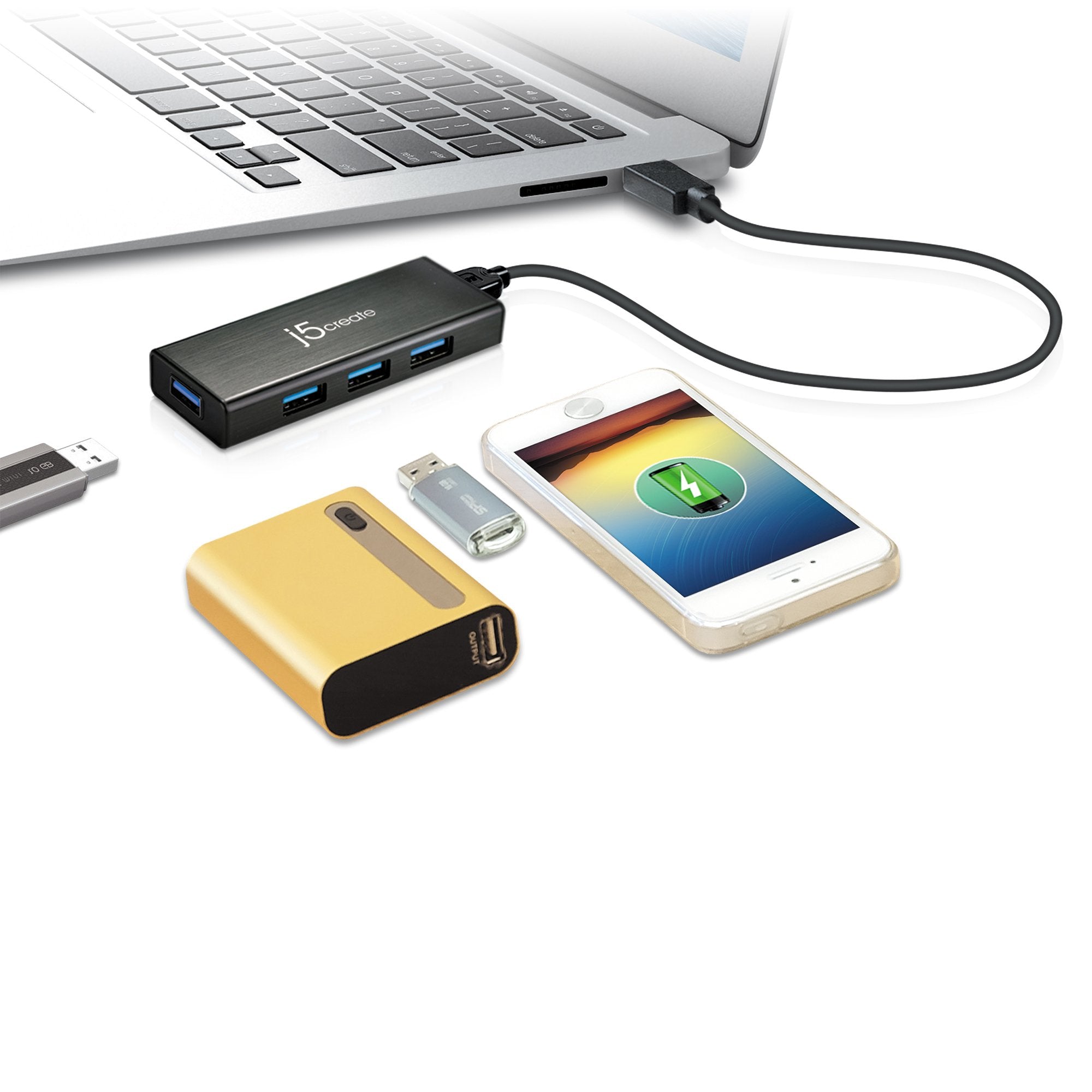 J5create Juh340 Mini Hub Usb 3.0 4 Puertos J5 Create Juh340, Usb 3.0 (3.1 Gen 1) Micro-B, Usb 3.0 (3.1 Gen 1) Type-A, 5000 Mbit/S, Negro, Aluminio, 0,6 M