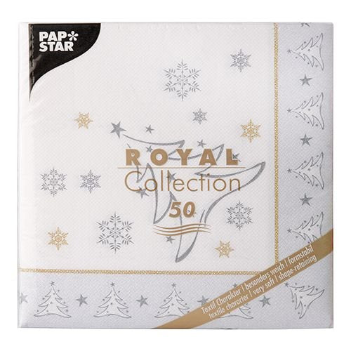 Papstar Servietten X-Mas Elegance Weihnachtsbaum, Plateado 50 Unidades