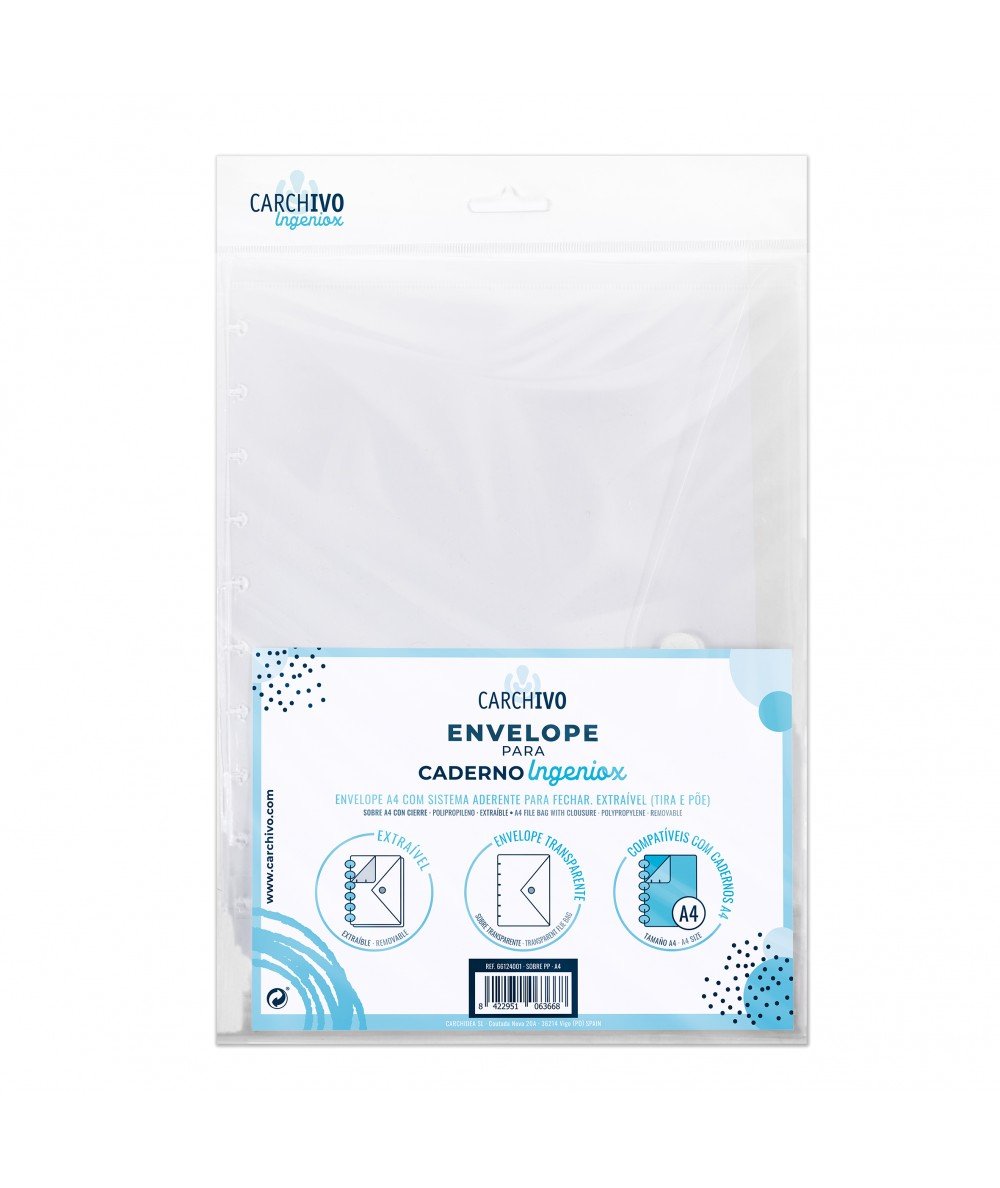EAN 8422951063668 - CARCHIVO 66124001 sobre A4 (210 x 297 mm) Transparente 1 pieza(s) imagen 1
