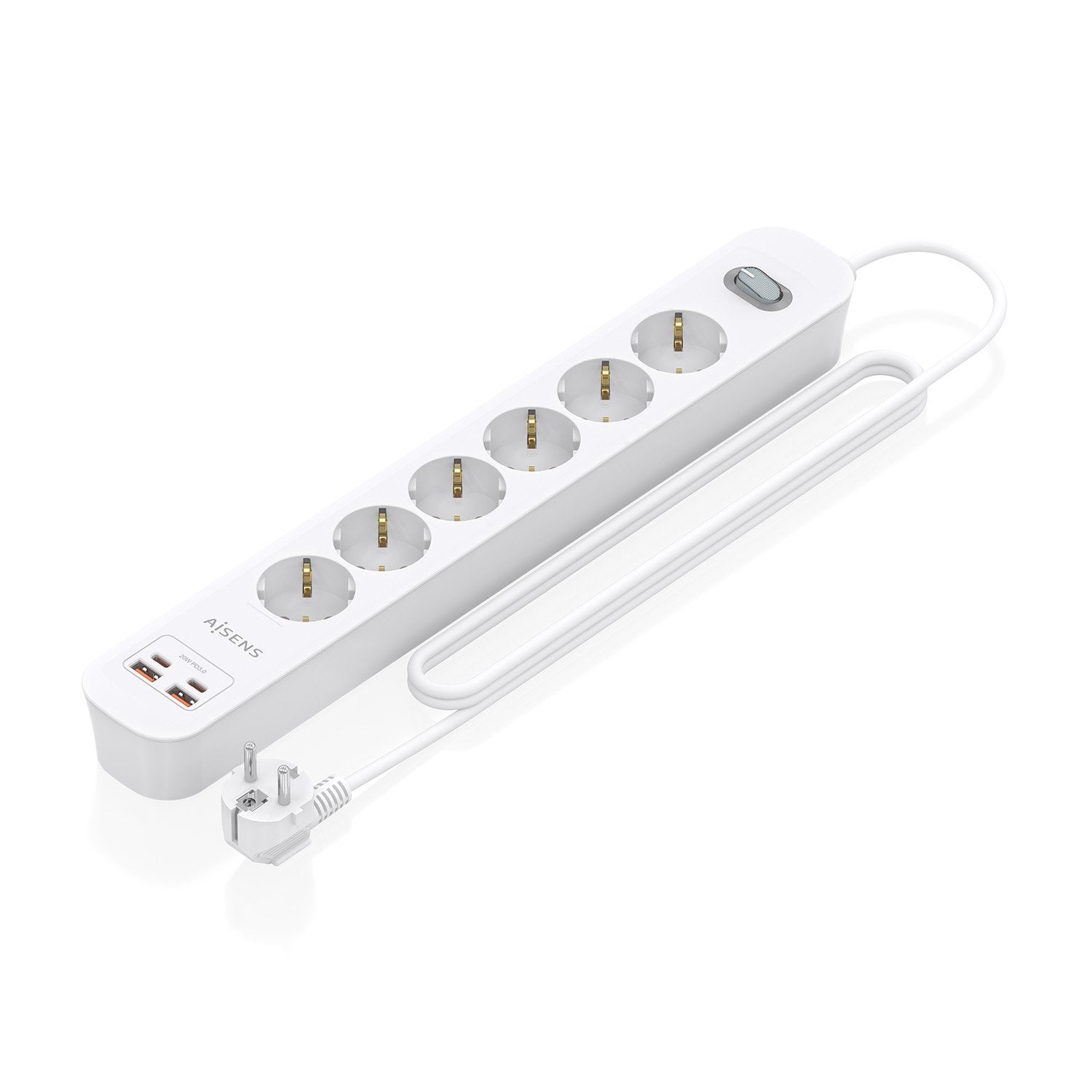 EAN 8435739904480 - AISENS ASPS-2A2C16-W base múltiple 1,4 m 6 salidas AC Interior imagen 1