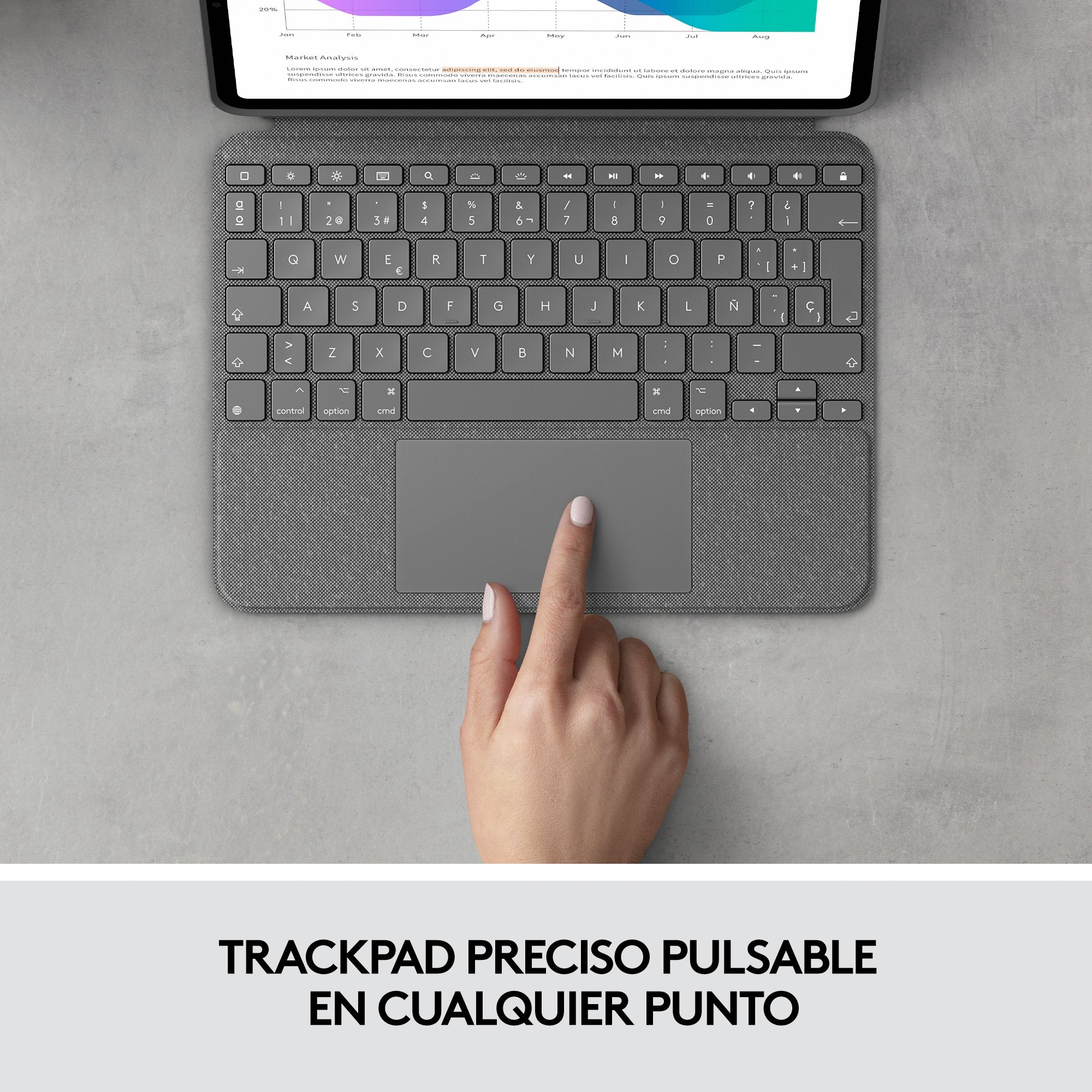 Logitech Combo Touch Funda Con Teclado Español Gris Para Ipad Pro 11" (1º/2º/3º Gen)