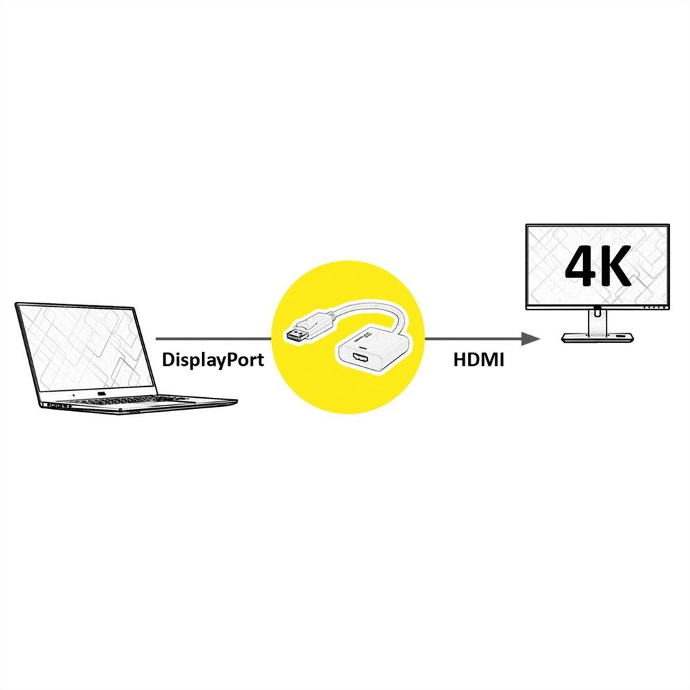 EAN 7611990148738 - ROLINE 12.03.3164 adaptador de cable de vídeo 0,15 m DisplayPort HDMI tipo A (Estándar) Negro imagen 5