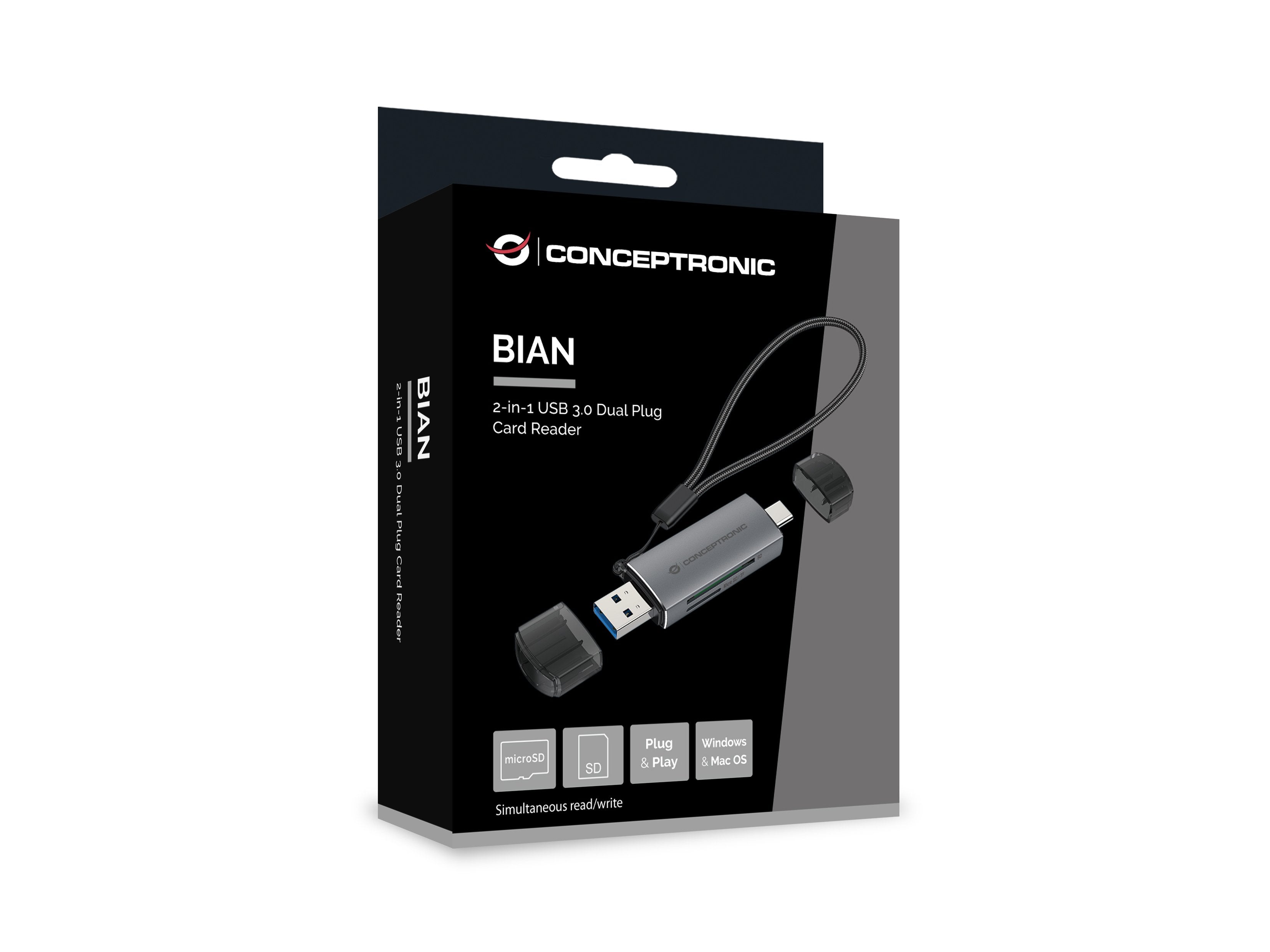 Lector De Tarjetas Conceptronic Usb-C Usb-A -> Micro Sd Tf Sw