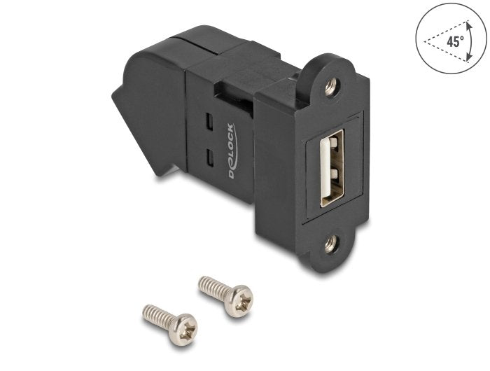 Delock Keystone Modul Usb 2.0 Typ-A Einbaubuchse Zu Typ-A Buchse 45° Gewinkelt Schwarz