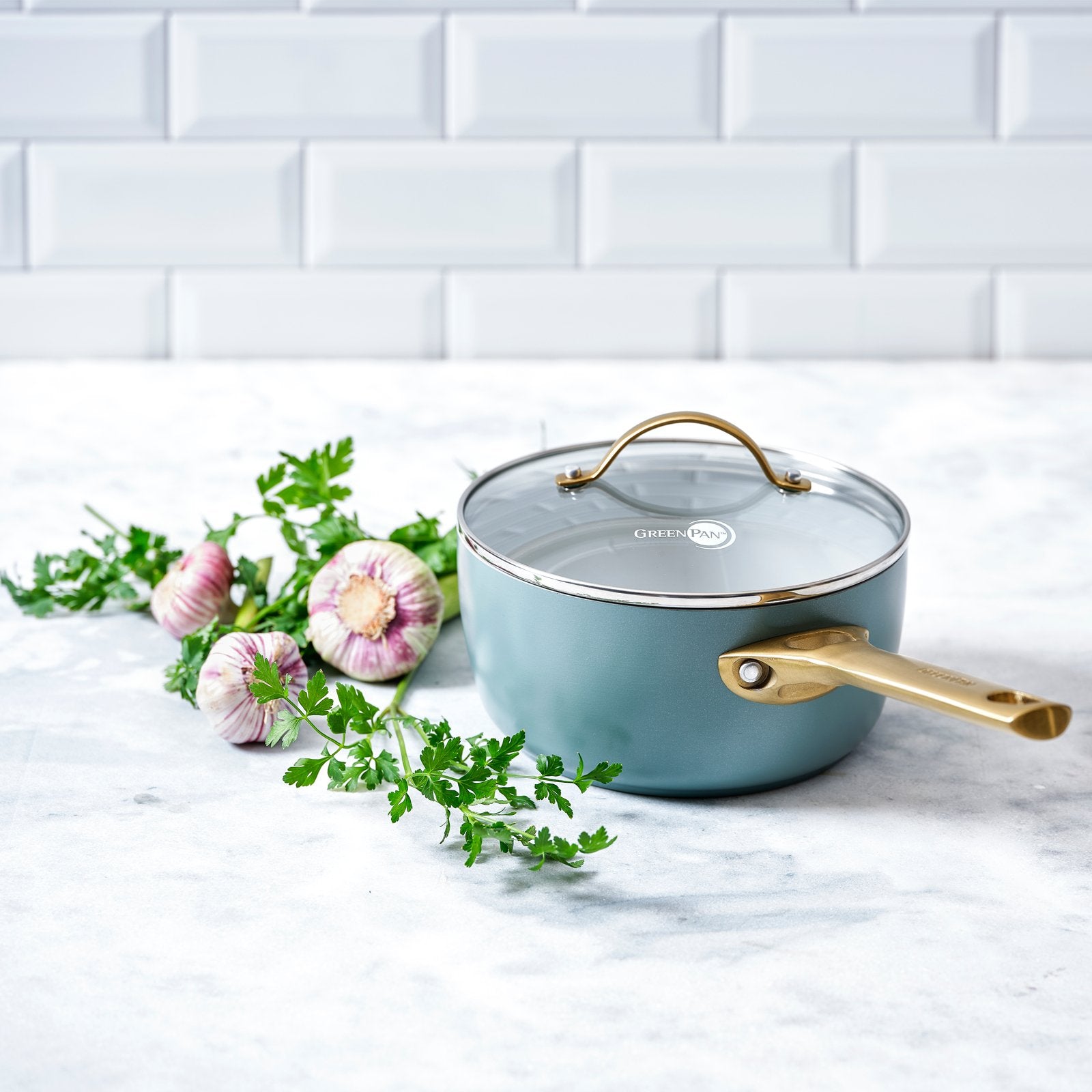 Greenpan Padova Reserve Stielkasserolle 18cm Himmelblau