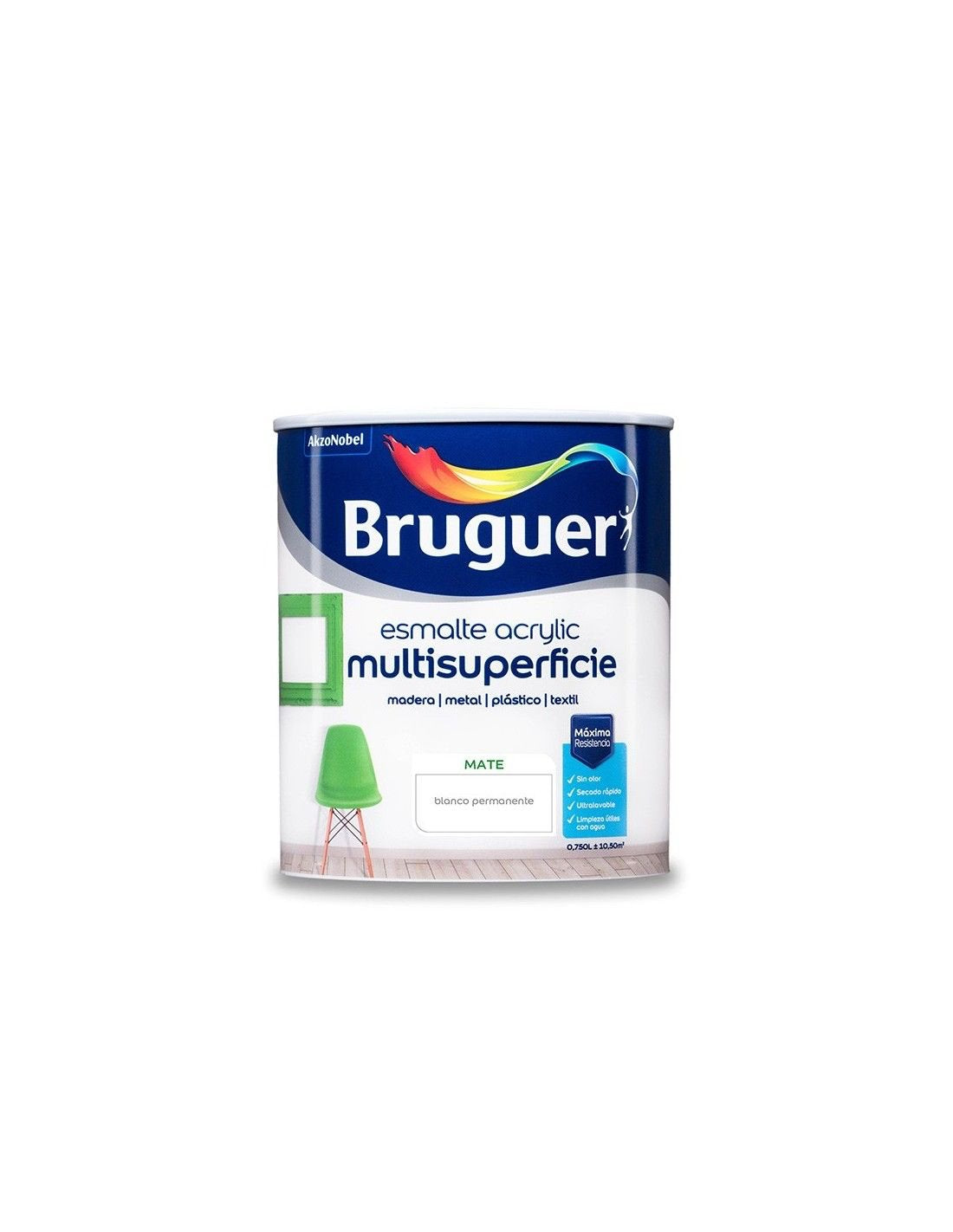 Esmalte Acrylic Multisuperficie Mate Blanco Permanente 0,750l 5069889 Bruguer
