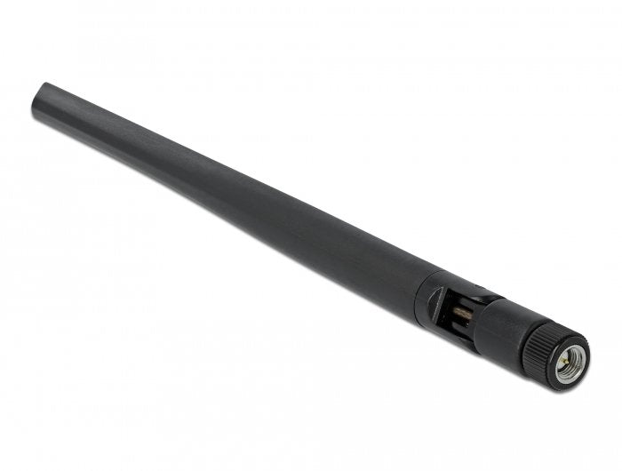 Delock Wlan 802.11 Ac Ax A B G N Antenne Rp-Sma Stecker 5 Dbi 20 Cm Omnidirektional Mit Kippgelenk Flexibel Und Gummierter Oberfläche Schwarz