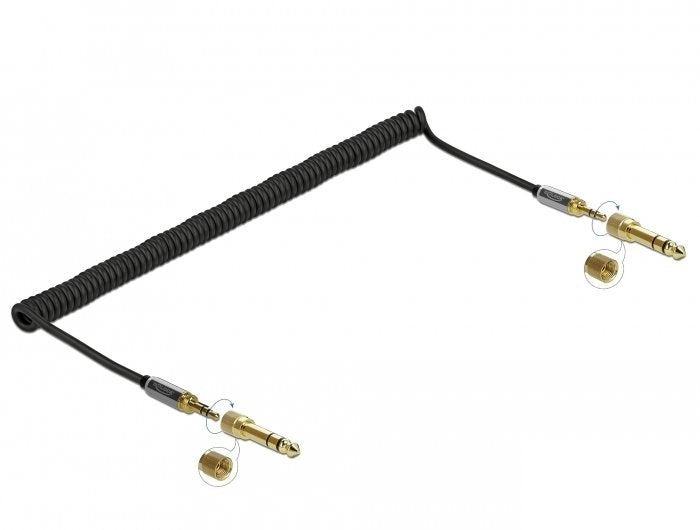 Delock Spiralcable 3,5 Mm 3 Pin Klinkenstecker Zu Klinkenstecker Mit Schraubadapter 3 M