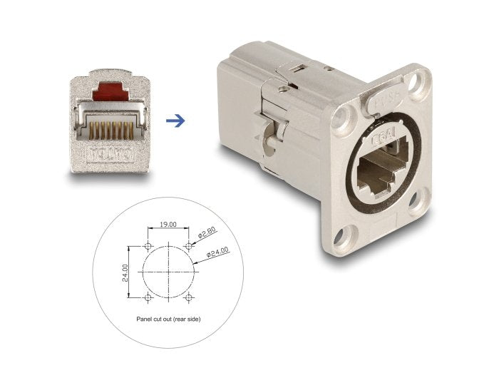 Delock 67062 Conector Empotrable Rj45 Tipo-D Cat.6a Stp Metal