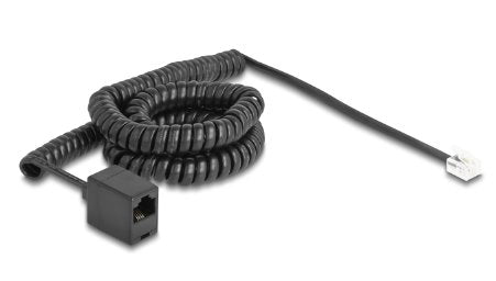 Delock Telefoncable   Spiralcable Rj11 Stecker Zu Rj45 Buchse Schwarz 5 M