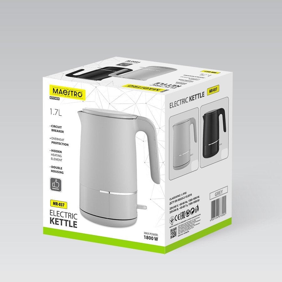 EAN 4897144673582 - Maestro MR-037-GREY tetera eléctrica 1,7 L 1800 W Gris imagen 3