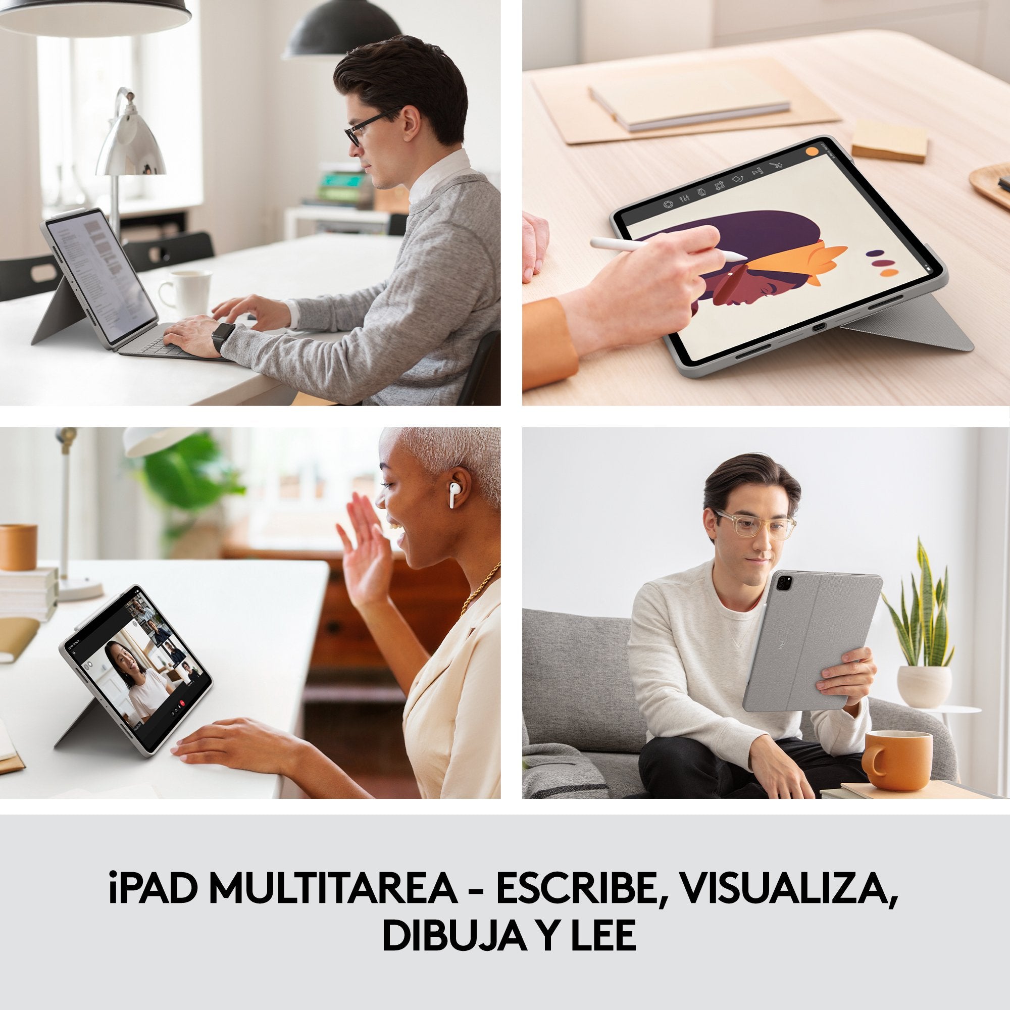 Funda + Teclado Español Logitech Combo Touch Sand Para Ipad Pro 12.9" (5 Gen)