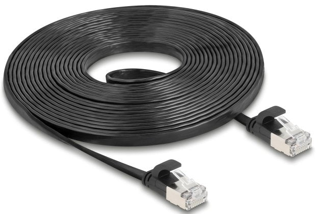 Delock Rj45 Flachband Cable De Red Stecker Zu Stecker Cat.6a U Ftp 5 M Schwarz