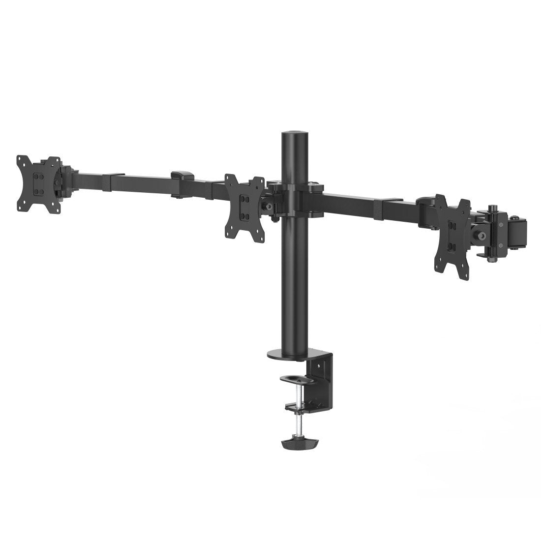 Hama | Soporte Para 3 Monitores De 13" A 27" (Vesa 75x75-100x100, Inclinación +25°/-25°, Giro 180°, Hasta 7kg, Ajustable En Altura), Color Negro