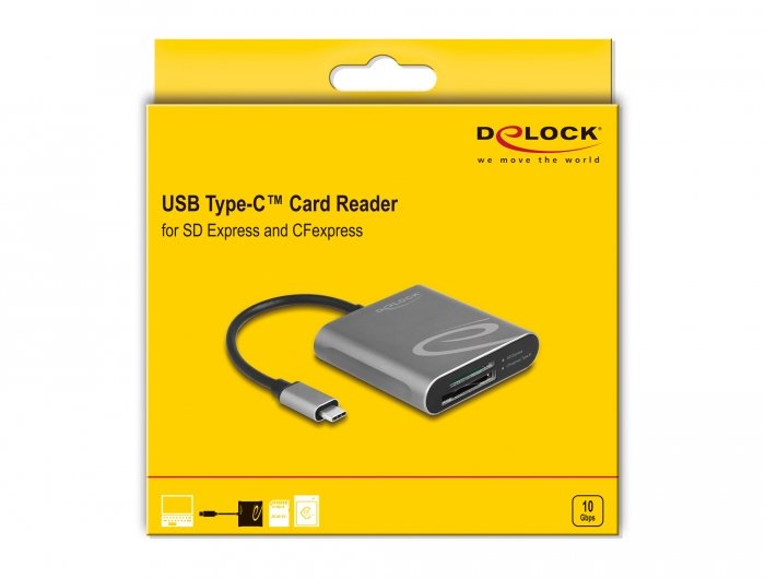 Lector De Tarjetas Externo Delock Usb Tipo-C Card Reader Para Sd Express Und Cfexpress Speicherkarten