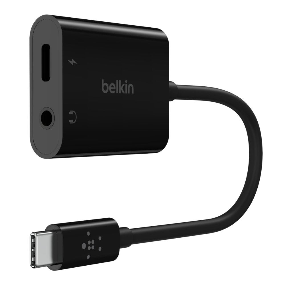 Conector De Audio Belkin Rockstar De 3,5 Mm Y Adaptador De Carga Usb-C Negro