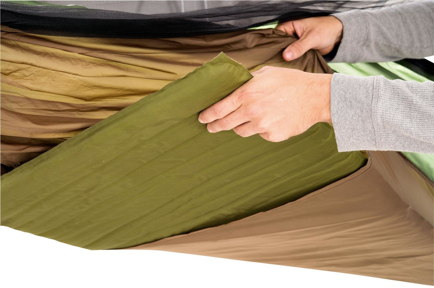 Hamaca De Camping Amazonas Adventure Mosquito Hammock Thermo Az-1030430 Verde/Marrón Az-1030430