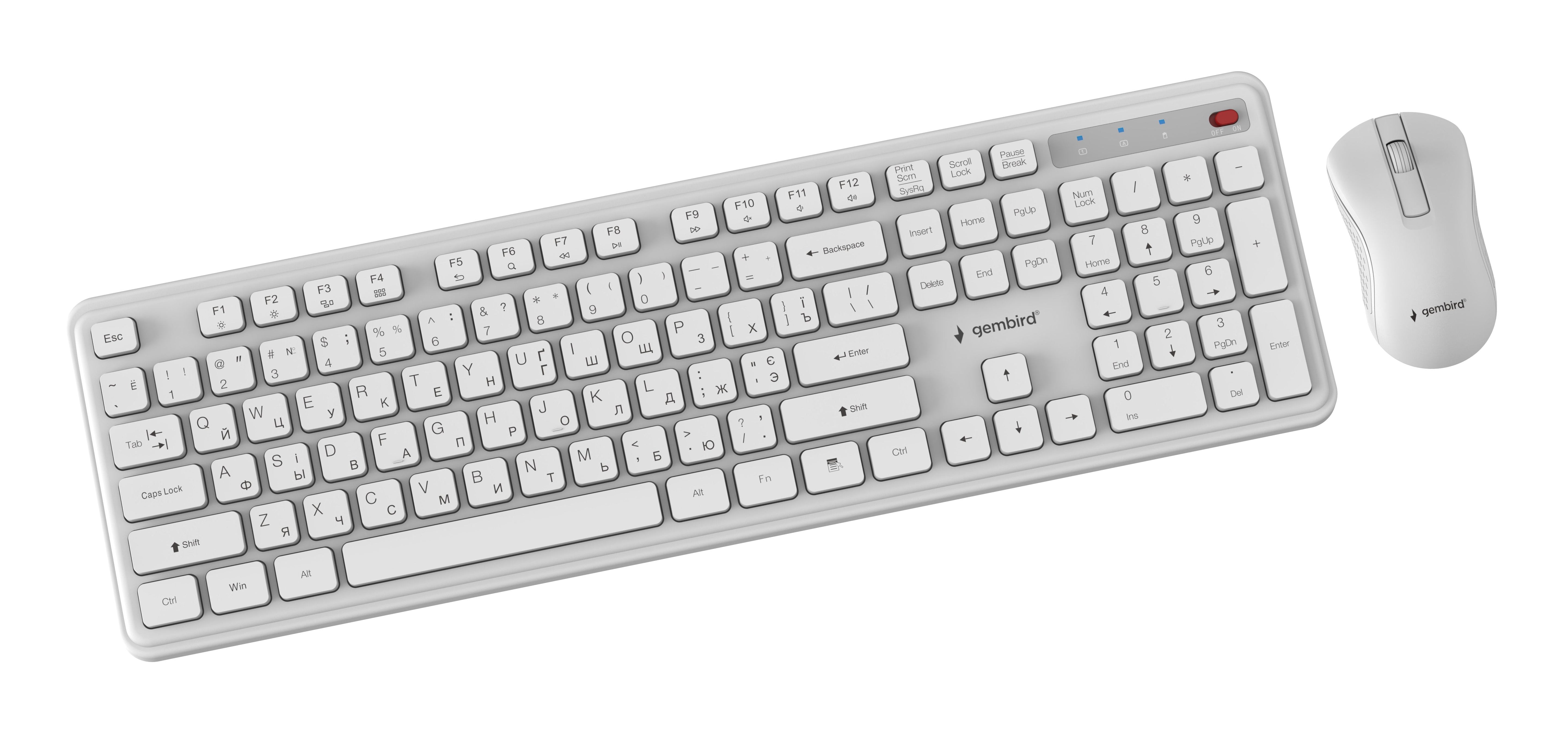 Keyboard +Mouse Wrl Cyrillic/Wh Kbs-Wps-01-W-Cyrl Gembird