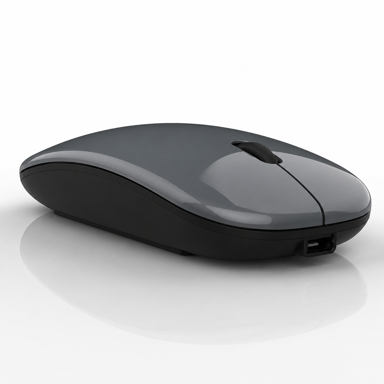 Raton Inalámbrico Recargable 2 En 1 Bluetooth + Usb 2.4g 1600 Dpi Ergonómico Gris