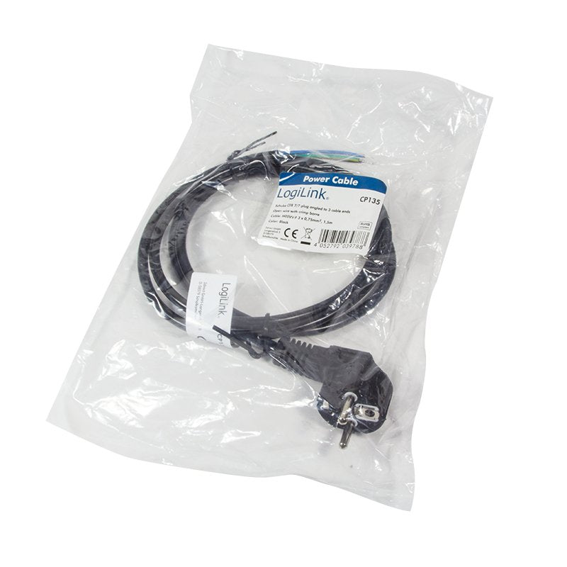 Logilink 1.5m, Cee 7/7 Negro 1,5 M Cee7/7