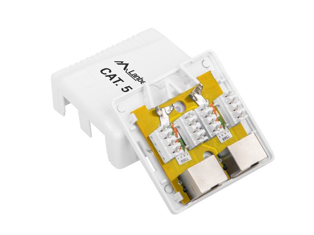 Roseta De Pared Lanberg 2xrj45 Cat5e Conectores Idc/Lsa Permite Cables 26-22 Awg Blanco Os5-0002-W
