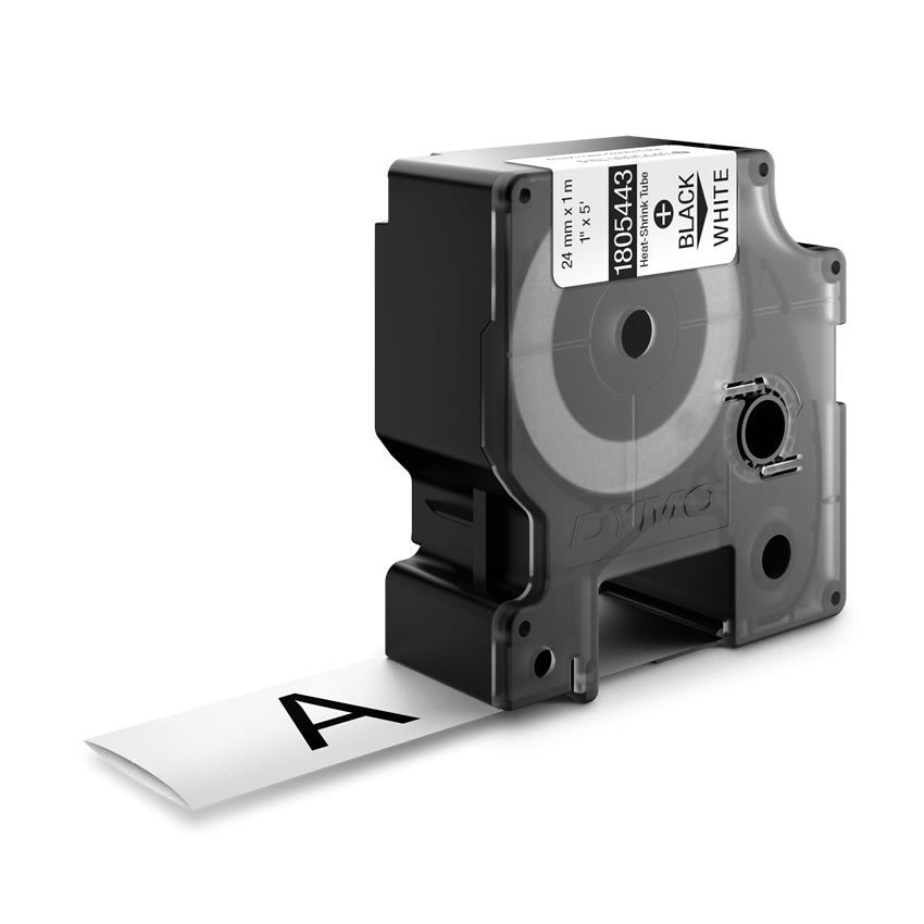 Dymo Rhino Cinta  Id1-24, Negro Sobre Blanco 24mmx1´5m, Tubo Termorretractil - 1805443
