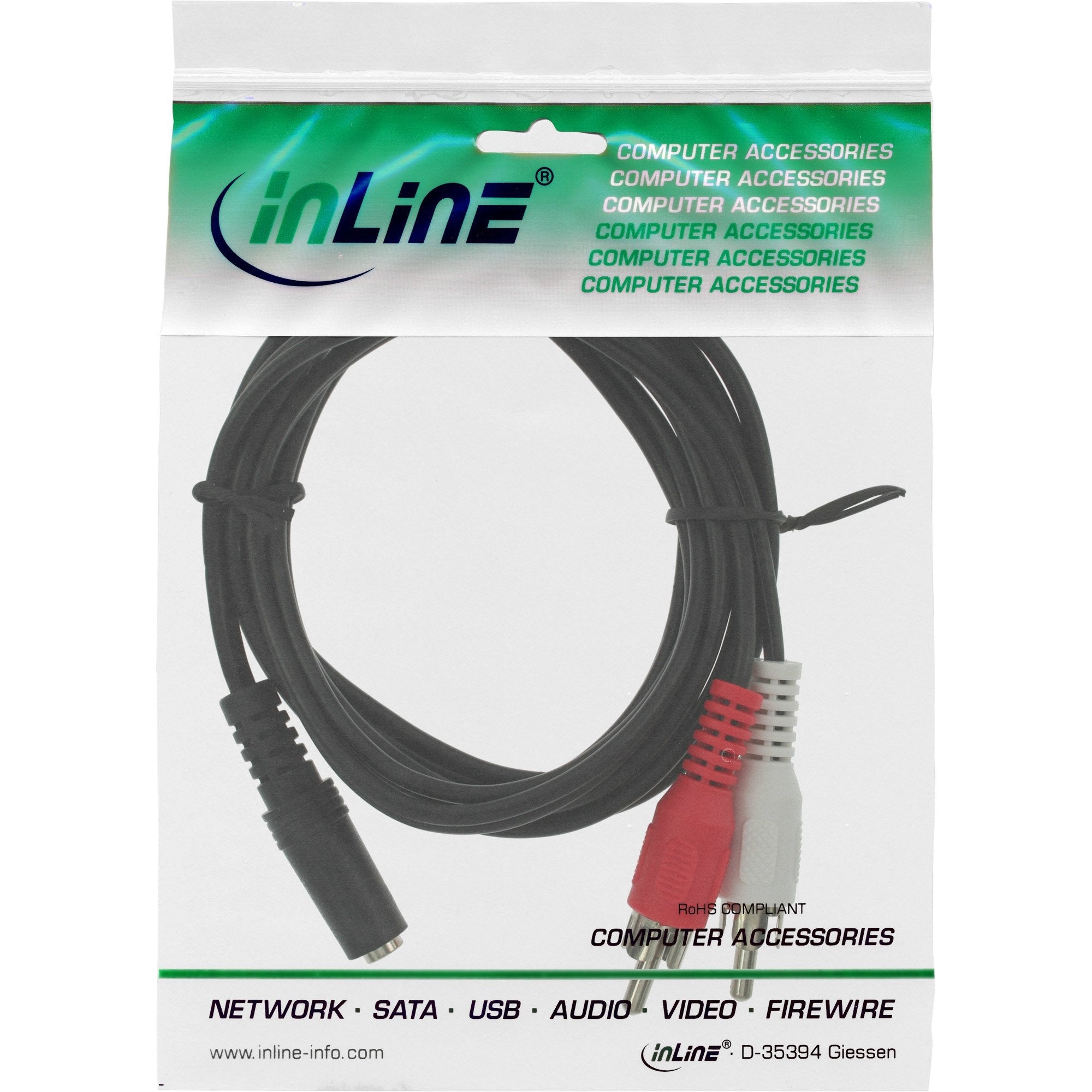 Cable De Audio Inline 2x Rca Macho A 3.5mm Estéreo Hembra 5m