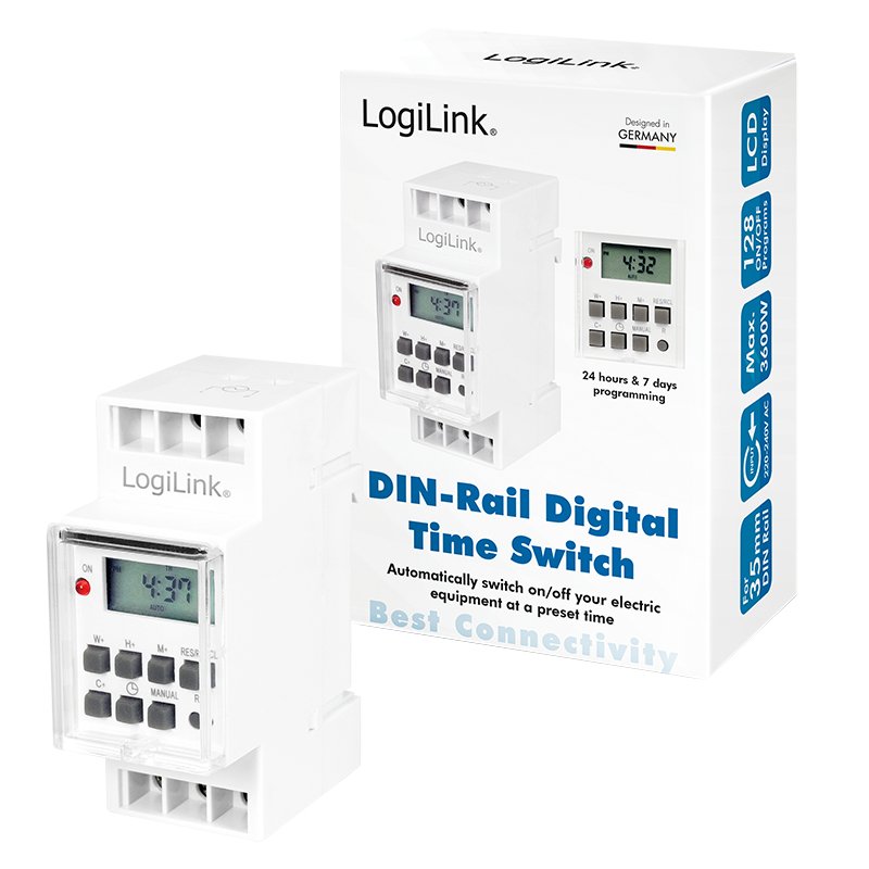 Temporizador Logilink, Digital Para Montaje En Carril Din