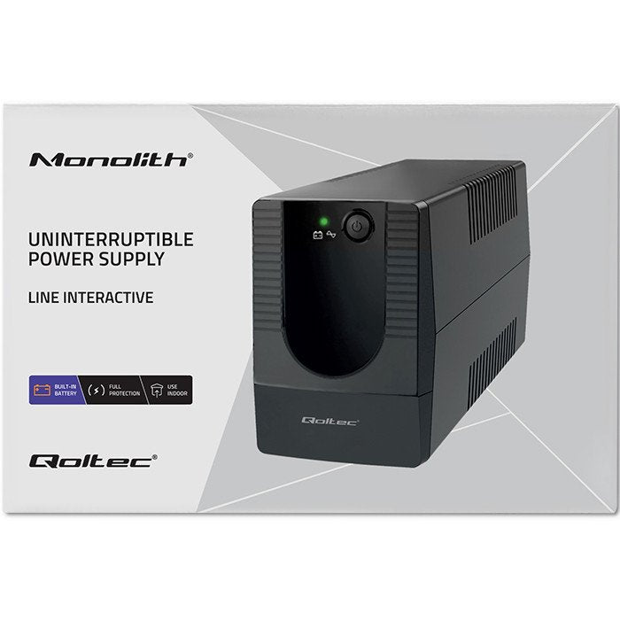 Qoltec 53774 Uninterruptible Power Supply Line Interactive Monolith 1000va 600w