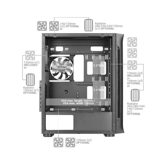 Caja Gaming Torre Mars Gaming Mc-Neo Negra
