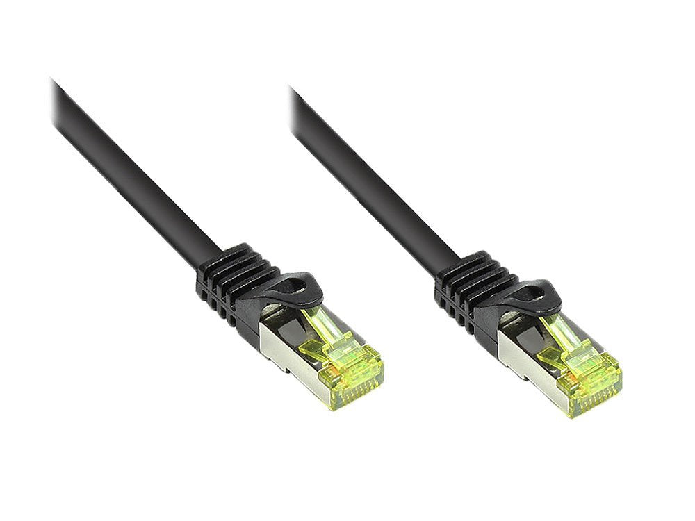 Goodconnections Rj45 Cable De Red Mit Cat. 7 Rohcable Und Rastnasenschutz (), S Ftp, Pimf, Halogenfrei, 500mhz, Ofc, Schwarz, 7,5m,