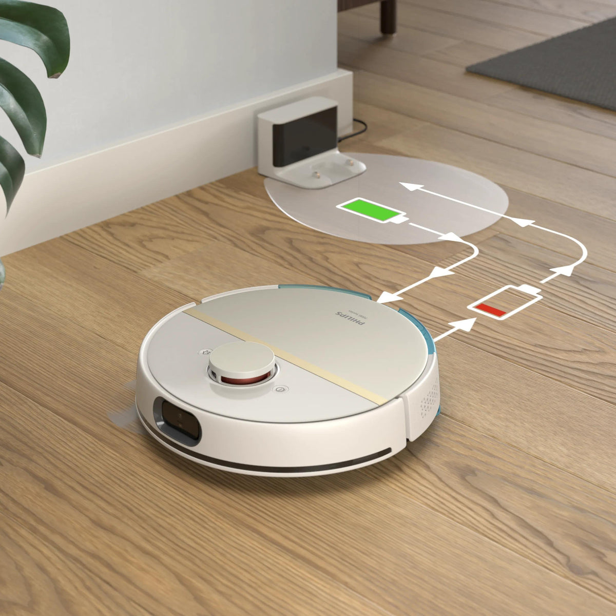 Robot De Limpieza Philips Xu7000 02 Homerun Serie 7000 Aqua  En Seco Y Húmedo, Blanco
