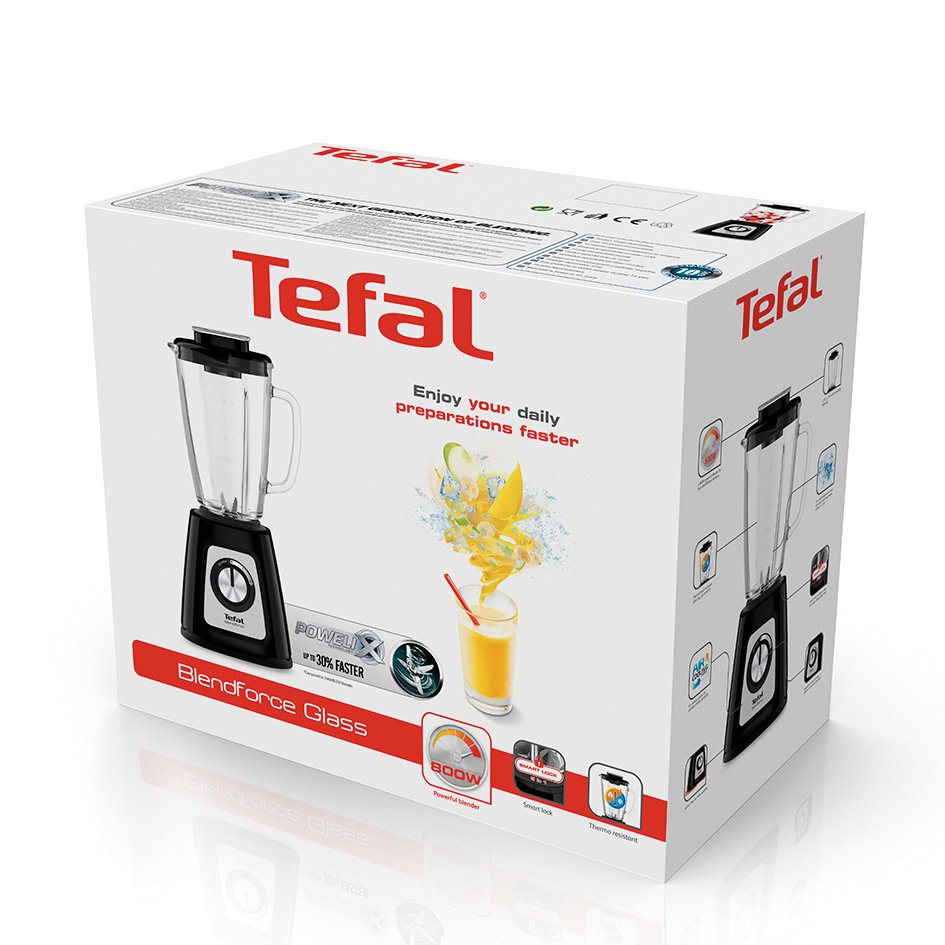 Tefal Blendforce Ii Bl4358 Licuadora 1,25 L Batidora De Vaso Negro, Acero Pulido 800 W