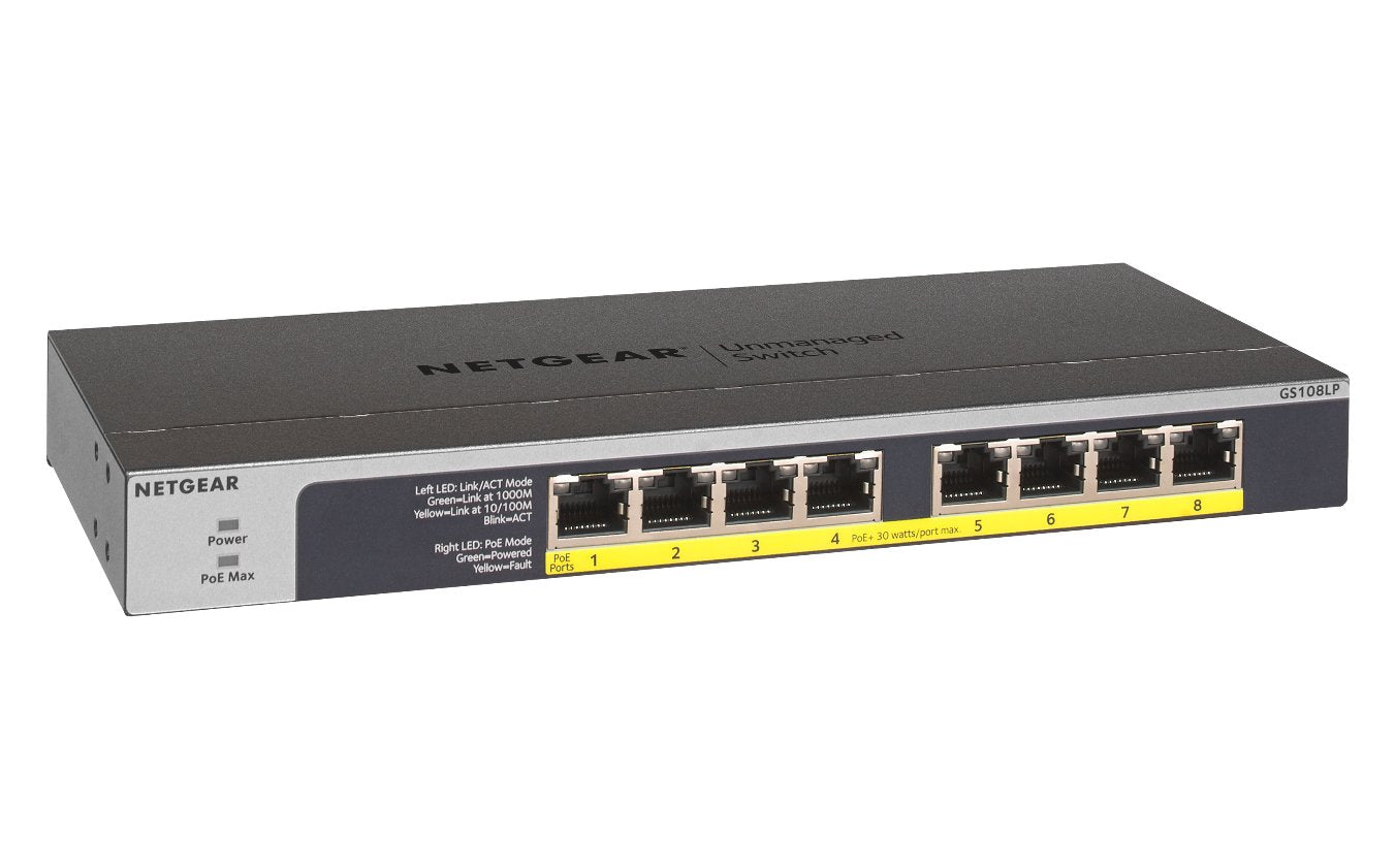 Hub  Switch Netgear Gs108lp-100eus 8xgigabit/Pared+Rack/8xpoe Gs108lp-100eus