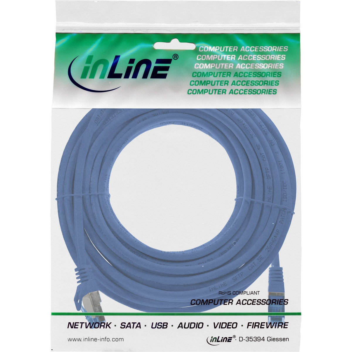 Inline® Patch Cable, Cat.6a, S/Ftp, Tpe (Lszh), Cca, Blue, 5m