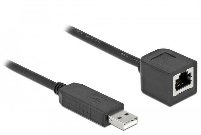 Delock Serielles Anschlusscable Mit Ftdi Chipsatz, Usb 2.0 Typ-A Stecker Zu Rs-232 Rj45 Buchse 25 Cm Schwarz