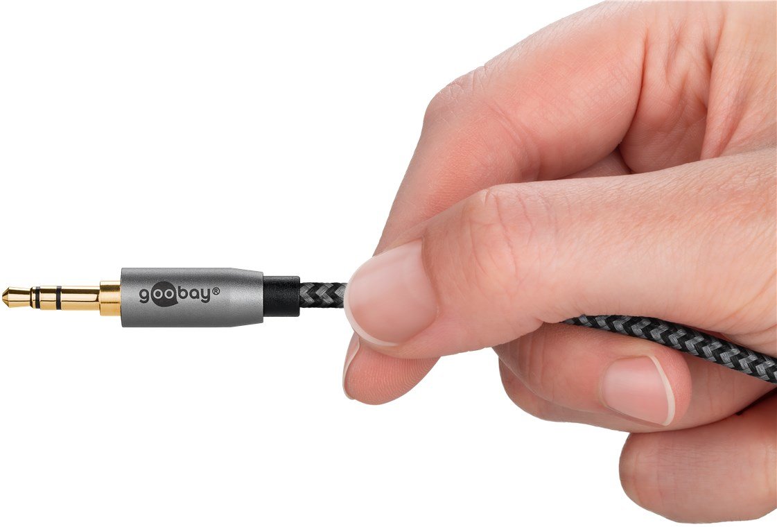 Cable  5,0m 3.5mm M (3-Pin, St) A 2xrca M Flexiplus Nylon Goobay
