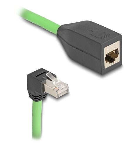 Delock 80888 Cable De Extensión De Red Rj45 Cat.6a Macho Acodado Hacia Abajo A Hembra Sf/Utp Adecuado Para Cadenas De Arrastre Pur (Tpu) 5 M Verde