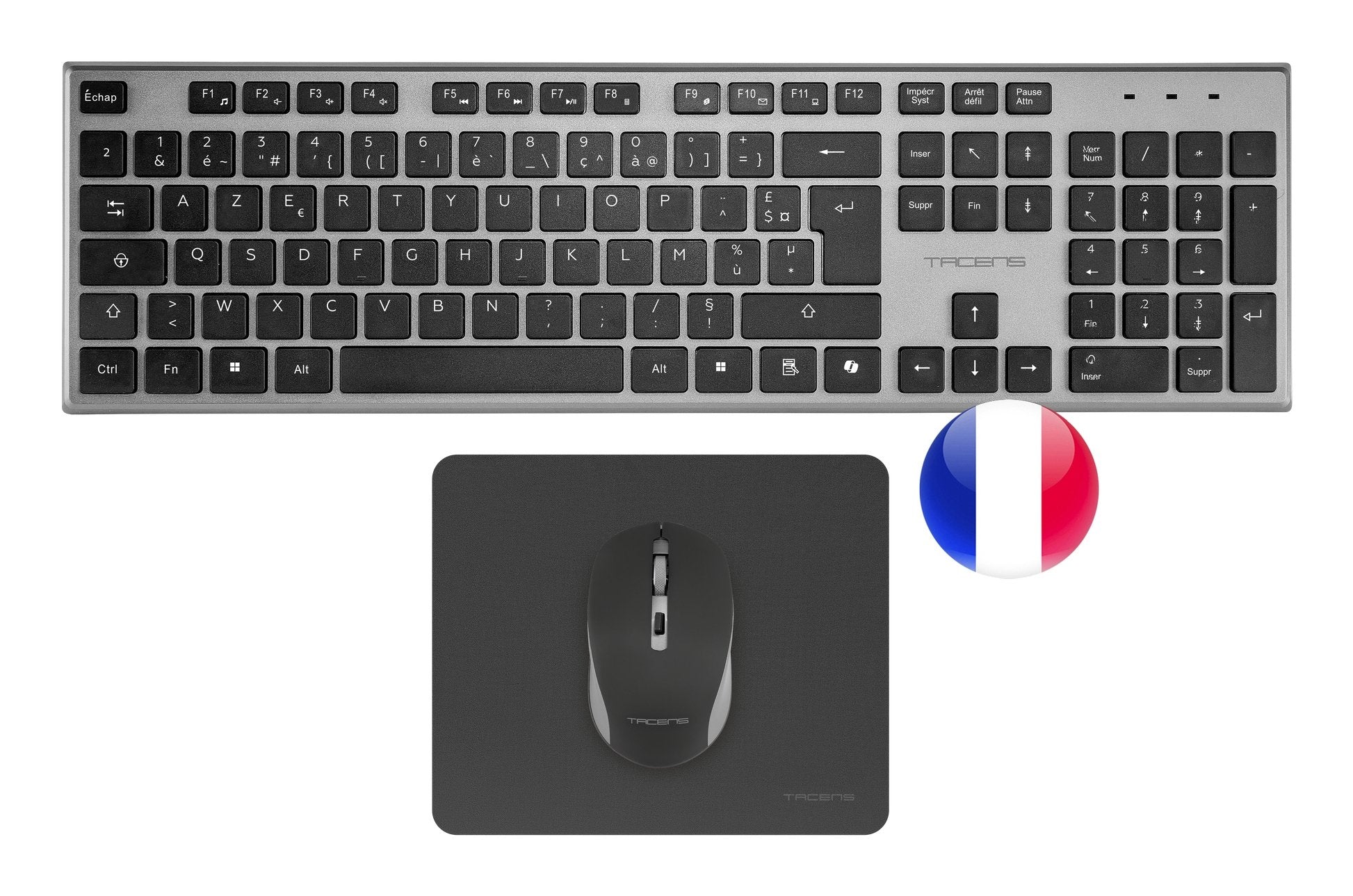 Teclado Mouse Y Alfombrilla Wireless Tacens Zenithwfr Low Profile Tecla Copilot 3200dpi Negro