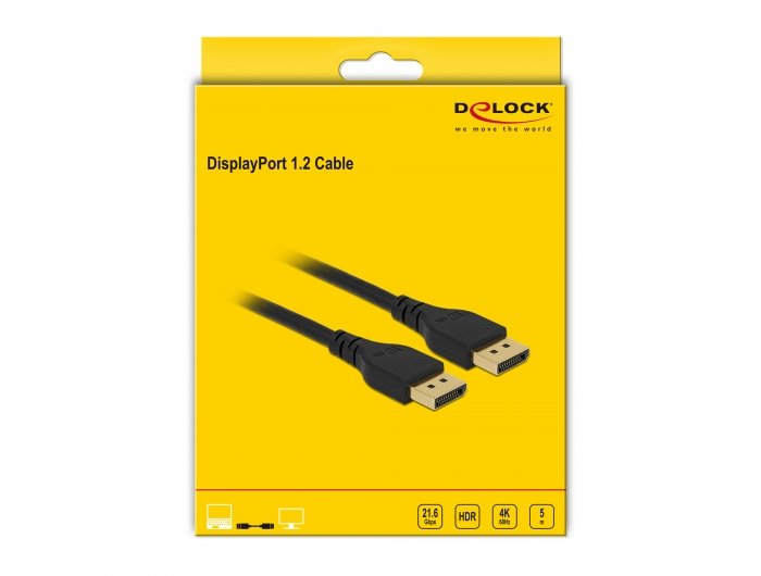 Delock Displayport 1.2 Cable 4k 60 Hz 5 M Ohne Einrastfunktion