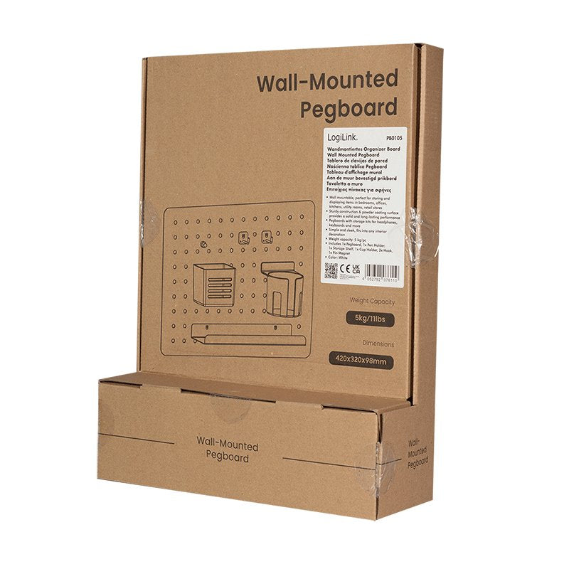 Pegboard, Wall-Mounted, Office, 420x320mm, Blanco