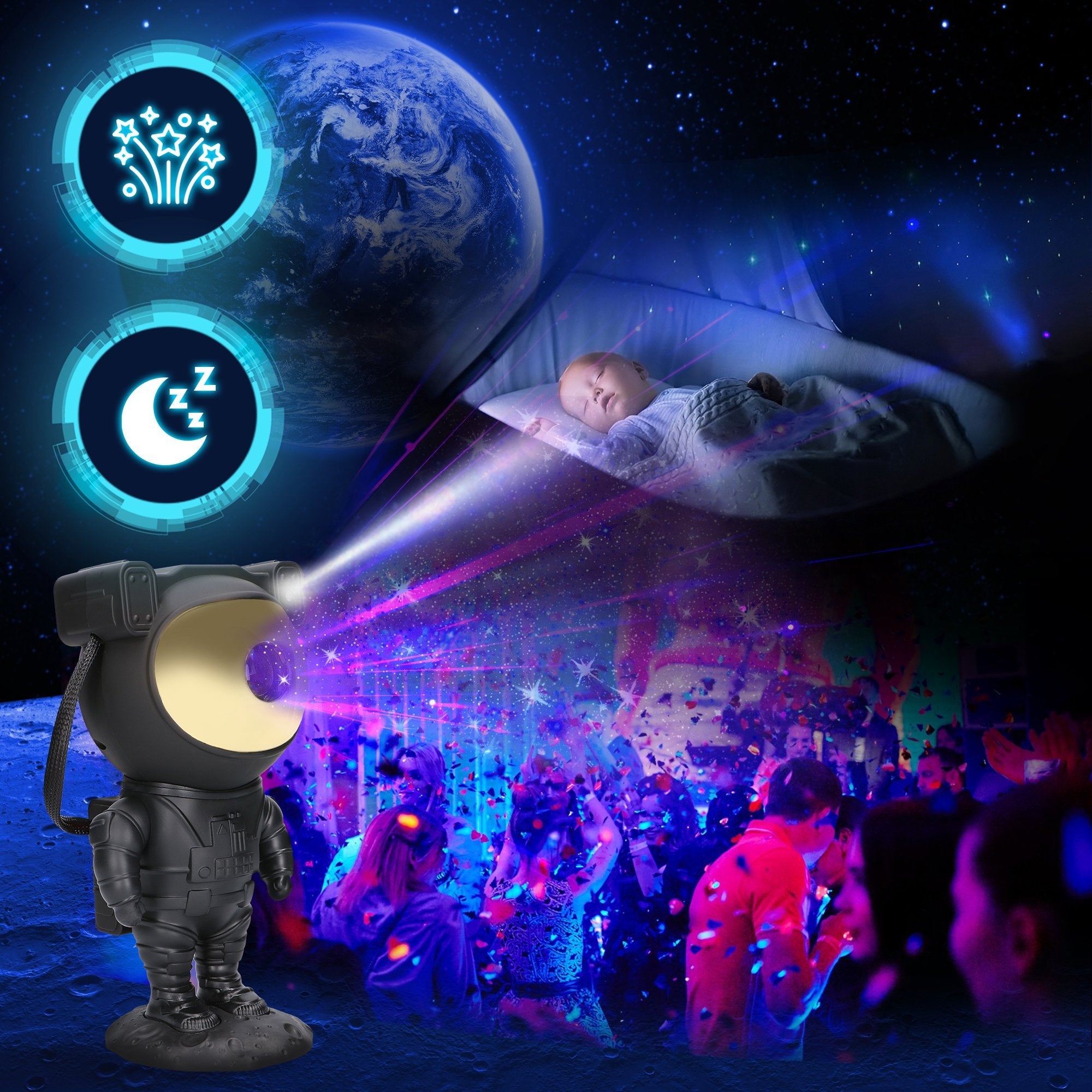 Extralink Home Astronauta Black Projektor Gwiazd 04
