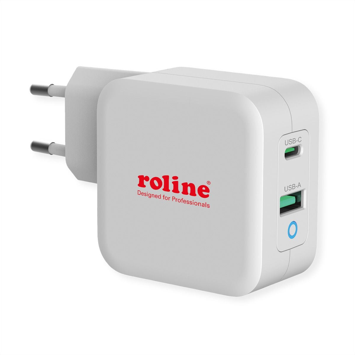Usb Charger Con Euro-Conector Macho 2 Port (Tipo A Qc3.0 Tipo C Pd) 65w